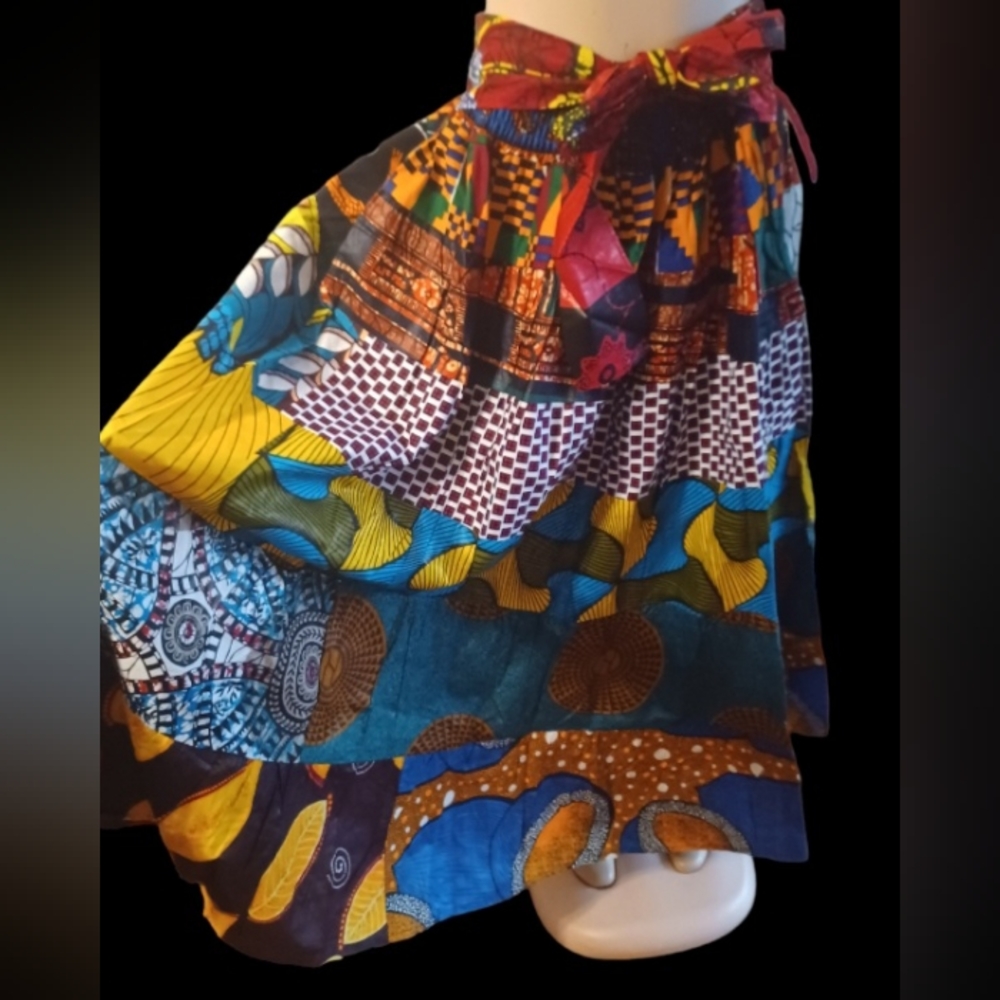 Beautiful ankara patchwork print maxi skirt new free size